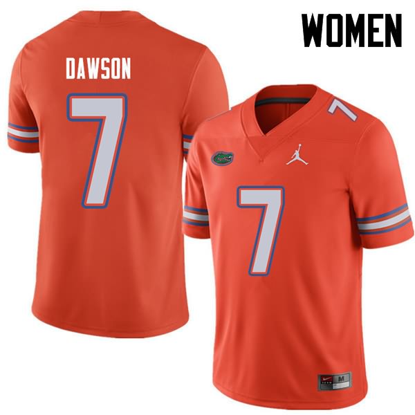 Women's NCAA Florida Gators Duke Dawson #7 Stitched Authentic Jordan Brand Orange College Football Jersey PFN2365OM